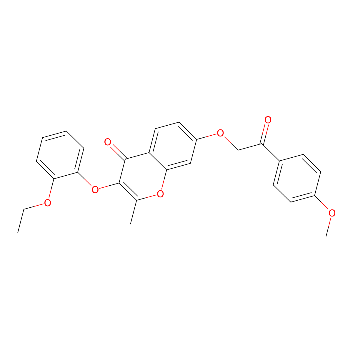 3-(2-Ethoxyphenoxy)-7-[2-(4-methoxyphenyl)-2-oxoethoxy]-2-methylchromen-4-one molecular structure, CAS 858761-23-6