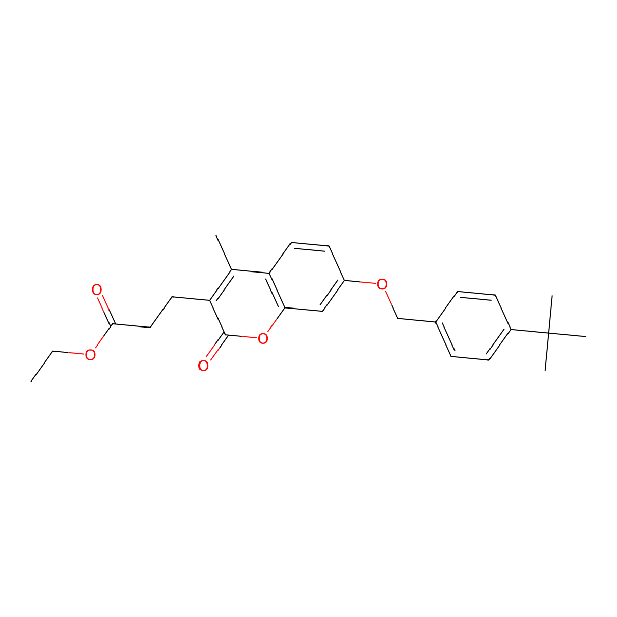 ethyl 3-{7-[(4-tert-butylbenzyl)oxy]-4-methyl-2-oxo-2H-chromen-3-yl}propanoate molecular structure, CAS 858761-25-8