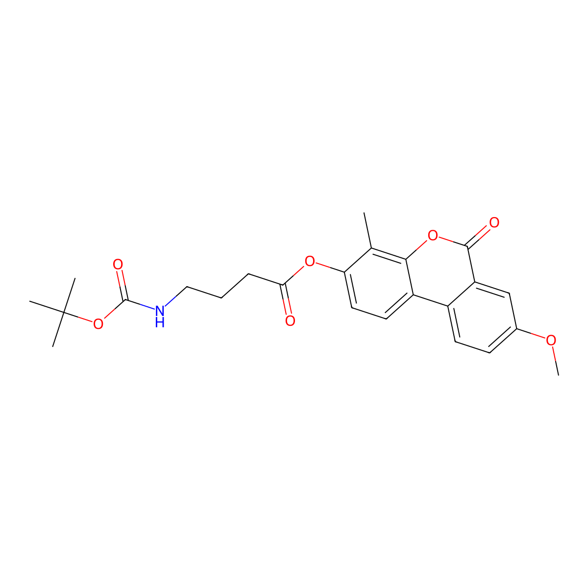 8-methoxy-4-methyl-6-oxo-6H-benzo[c]chromen-3-yl 4-[(tert-butoxycarbonyl)amino]butanoate molecular structure, CAS 858761-28-1