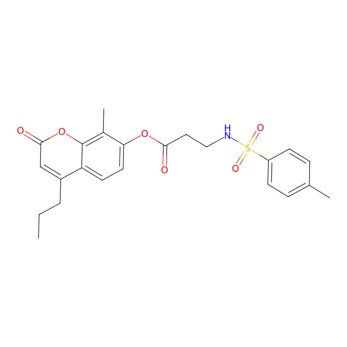 8-methyl-2-oxo-4-propyl-2H-chromen-7-yl N-[(4-methylphenyl)sulfonyl]-beta-alaninate molecular structure, CAS 858761-40-7