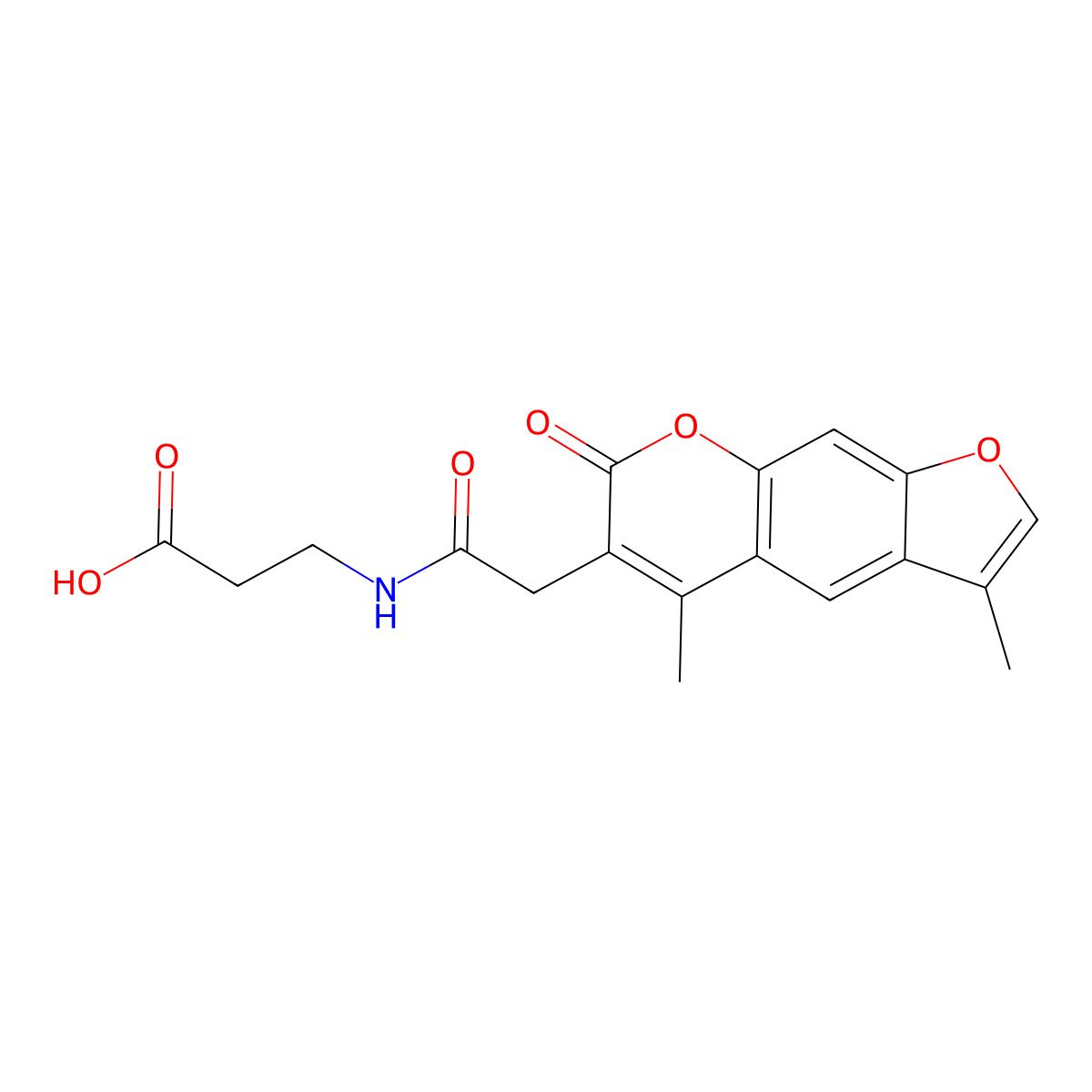 N-[(3,5-dimethyl-7-oxo-7H-furo[3,2-g]chromen-6-yl)acetyl]-beta-alanine molecular structure, CAS 858761-42-9