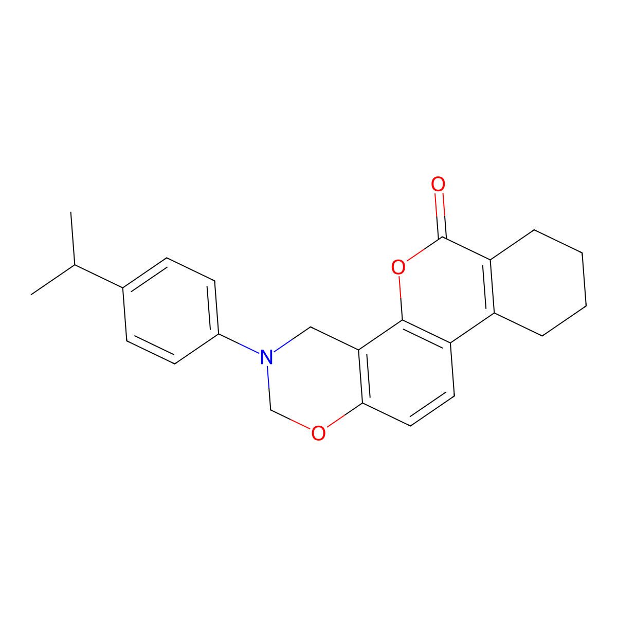 3-(4-isopropylphenyl)-3,4,7,8,9,10-hexahydro-2H,6H-benzo[3,4]chromeno[8,7-e][1,3]oxazin-6-one molecular structure, CAS 858761-62-3