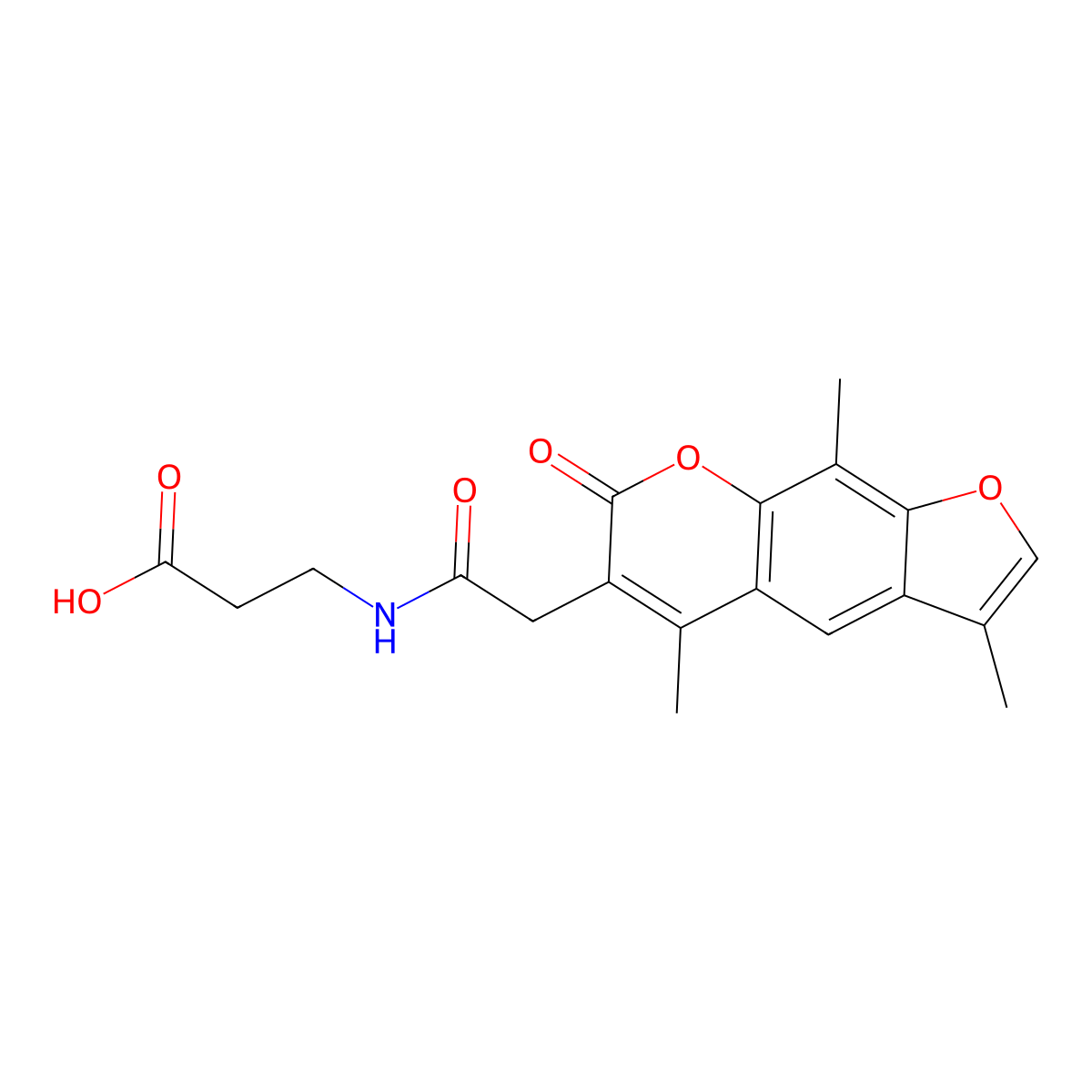 N-[(3,5,9-trimethyl-7-oxo-7H-furo[3,2-g]chromen-6-yl)acetyl]-beta-alanine molecular structure, CAS 858761-74-7