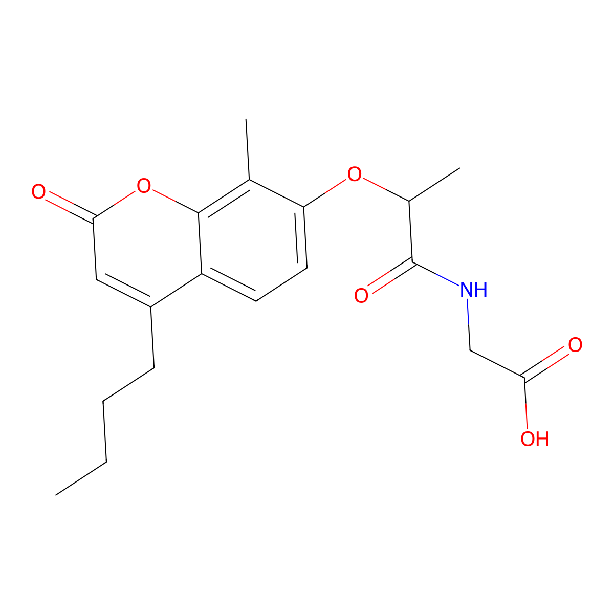 N-{2-[(4-butyl-8-methyl-2-oxo-2H-chromen-7-yl)oxy]propanoyl}glycine molecular structure, CAS 858761-83-8