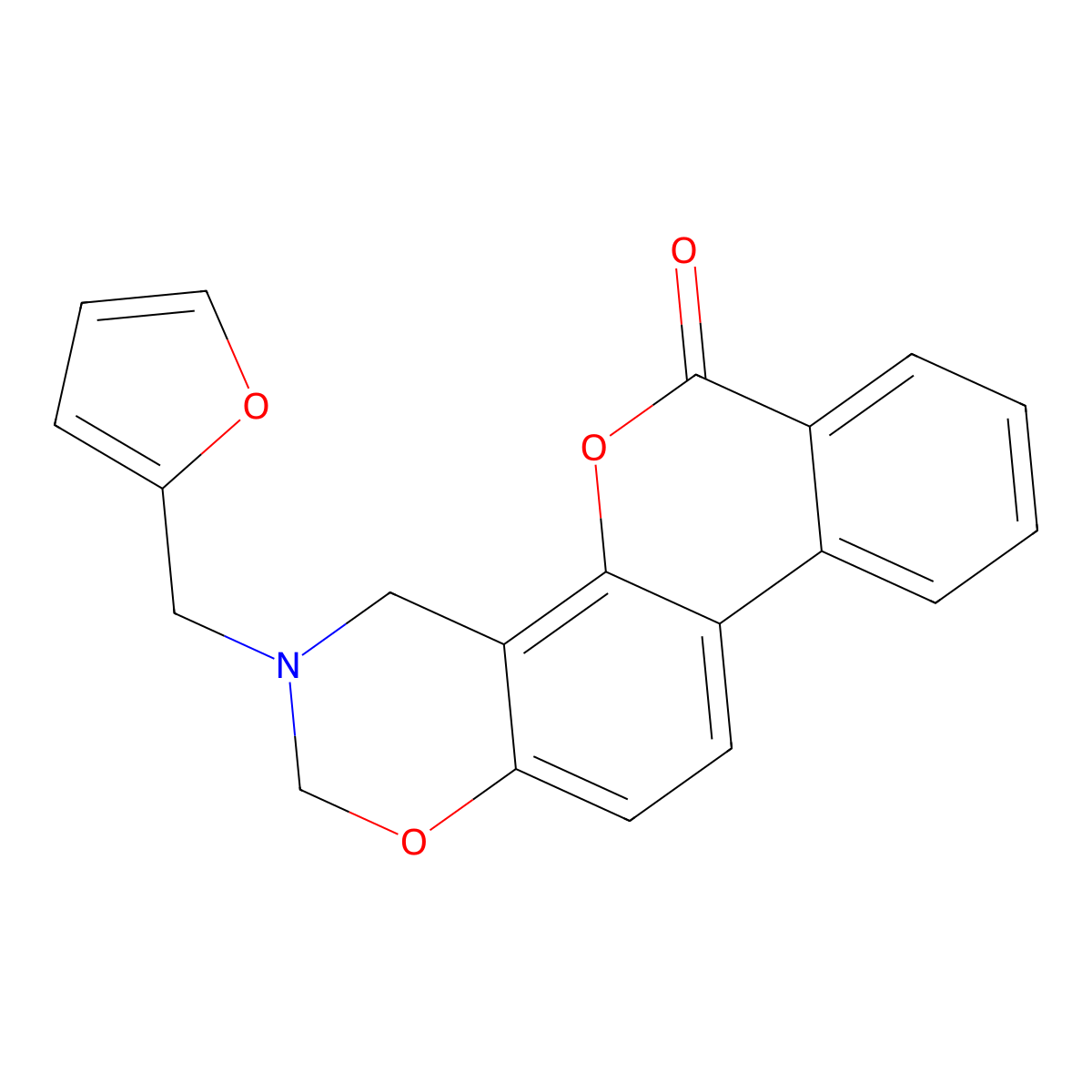 3-(2-Furylmethyl)-3,4-dihydrobenzo[3,4]chromeno[8,7-e][1,3]oxazin-6-one molecular structure, CAS 858762-02-4