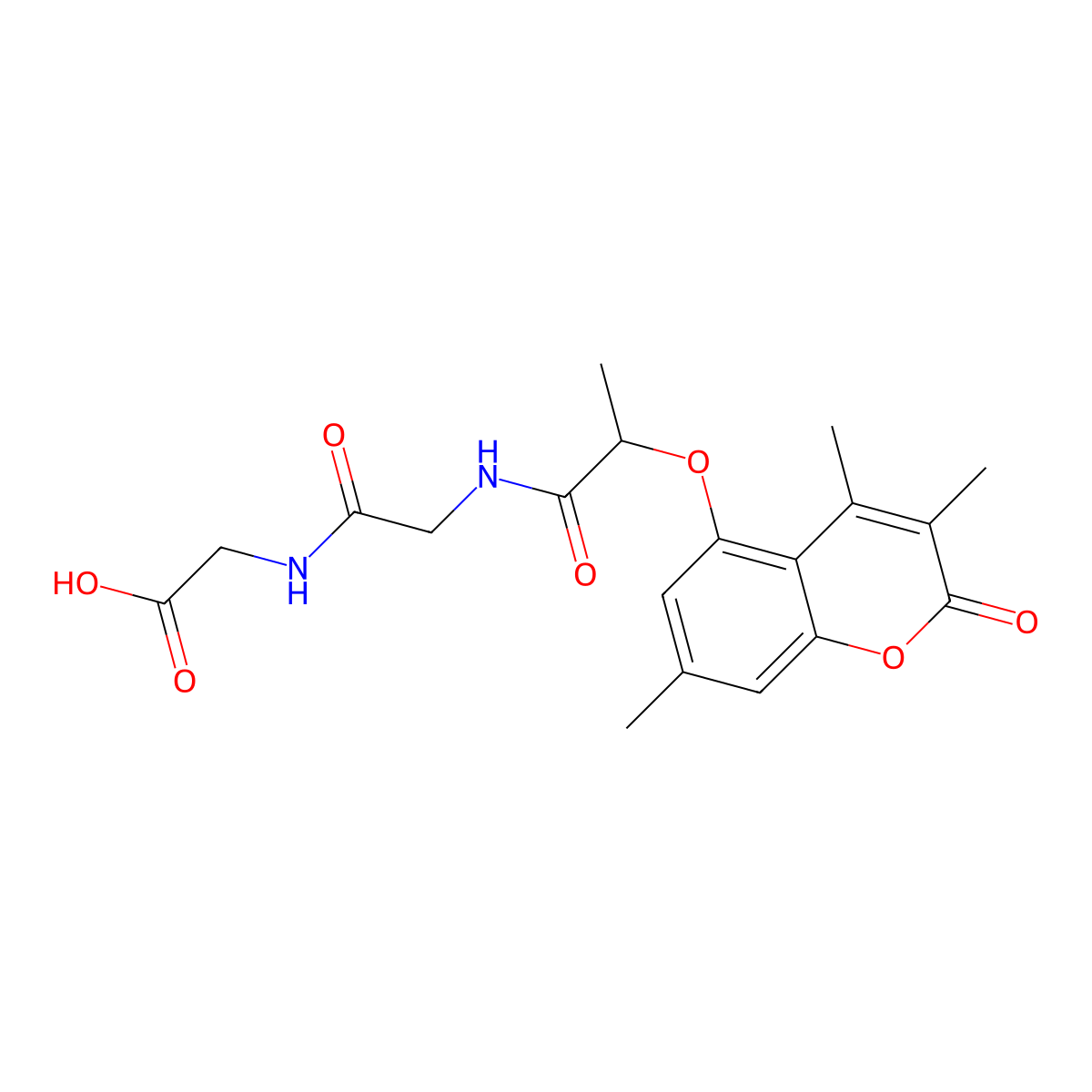 N-{2-[(3,4,7-trimethyl-2-oxo-2H-chromen-5-yl)oxy]propanoyl}glycylglycine molecular structure, CAS 858762-04-6