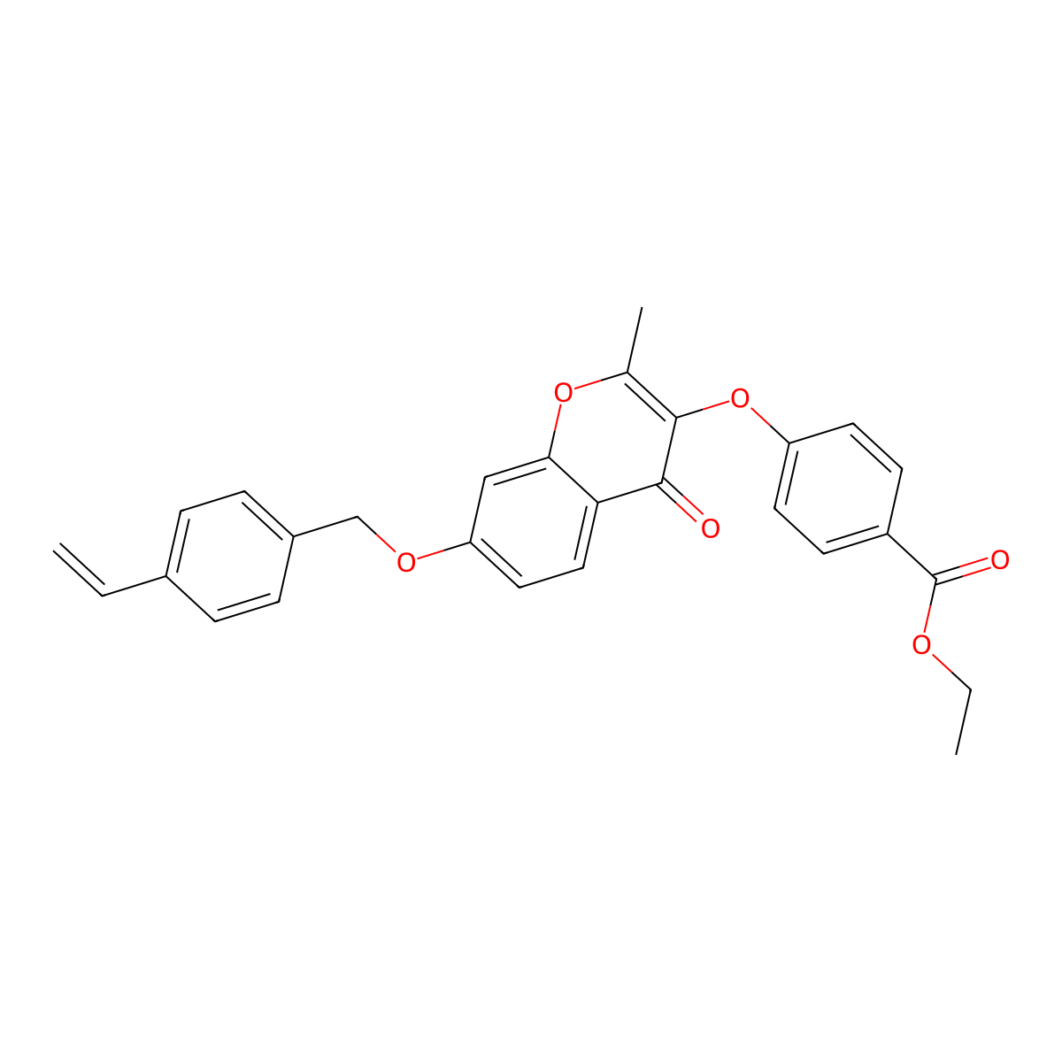 ethyl 4-({7-[(4-ethenylbenzyl)oxy]-2-methyl-4-oxo-4H-chromen-3-yl}oxy)benzoate molecular structure, CAS 858762-12-6