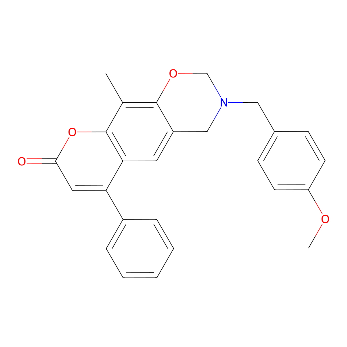 3-(4-methoxybenzyl)-10-methyl-6-phenyl-3,4-dihydro-2H,8H-chromeno[6,7-e][1,3]oxazin-8-one molecular structure, CAS 858762-19-3