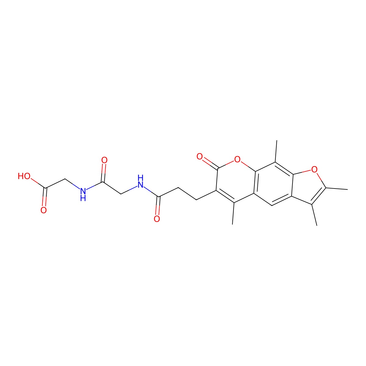 N-[3-(2,3,5,9-tetramethyl-7-oxo-7H-furo[3,2-g]chromen-6-yl)propanoyl]glycylglycine molecular structure, CAS 858762-67-1