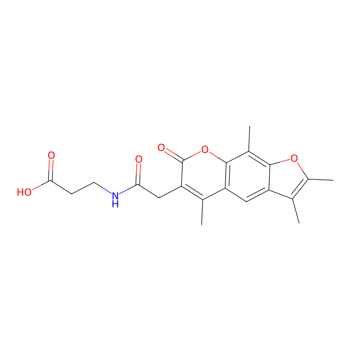 N-[(2,3,5,9-tetramethyl-7-oxo-7H-furo[3,2-g]chromen-6-yl)acetyl]-beta-alanine molecular structure, CAS 858762-83-1