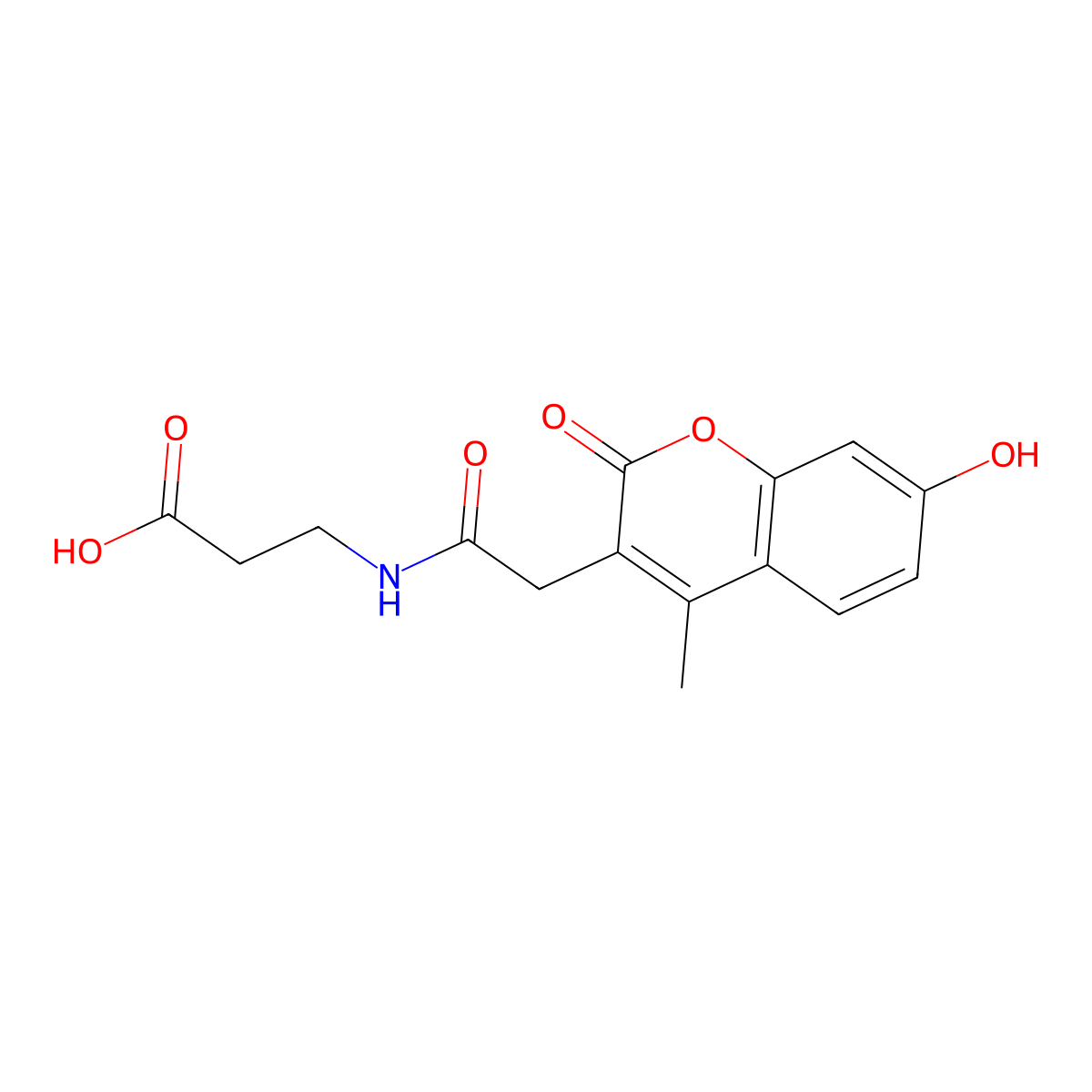 N-[(7-hydroxy-4-methyl-2-oxo-2H-chromen-3-yl)acetyl]-beta-alanine molecular structure, CAS 858763-02-7