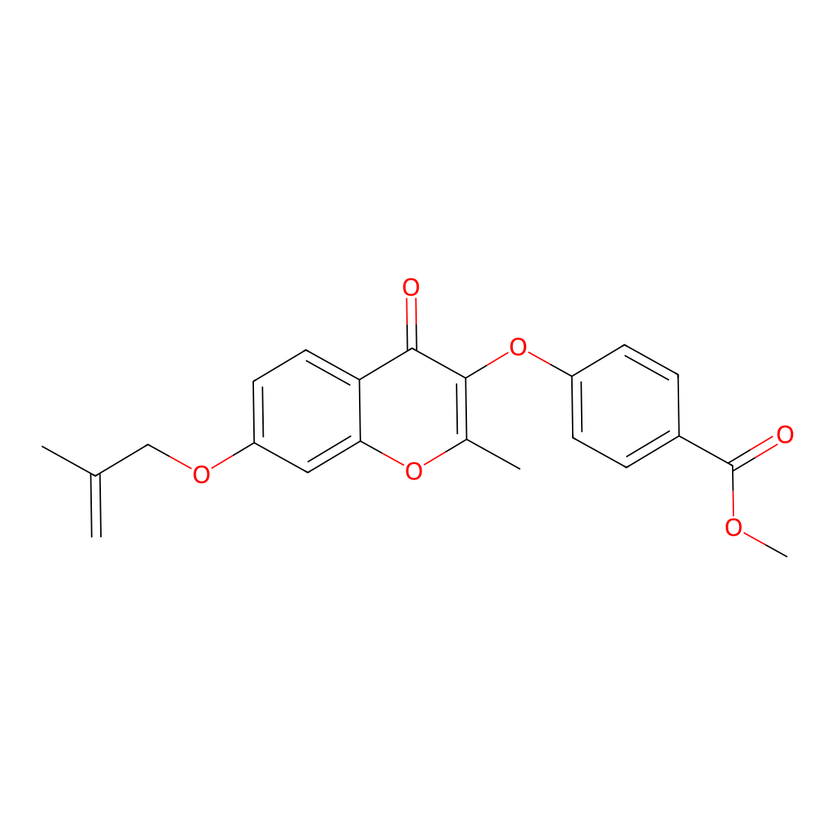 methyl 4-({2-methyl-7-[(2-methylprop-2-en-1-yl)oxy]-4-oxo-4H-chromen-3-yl}oxy)benzoate molecular structure, CAS 858763-06-1