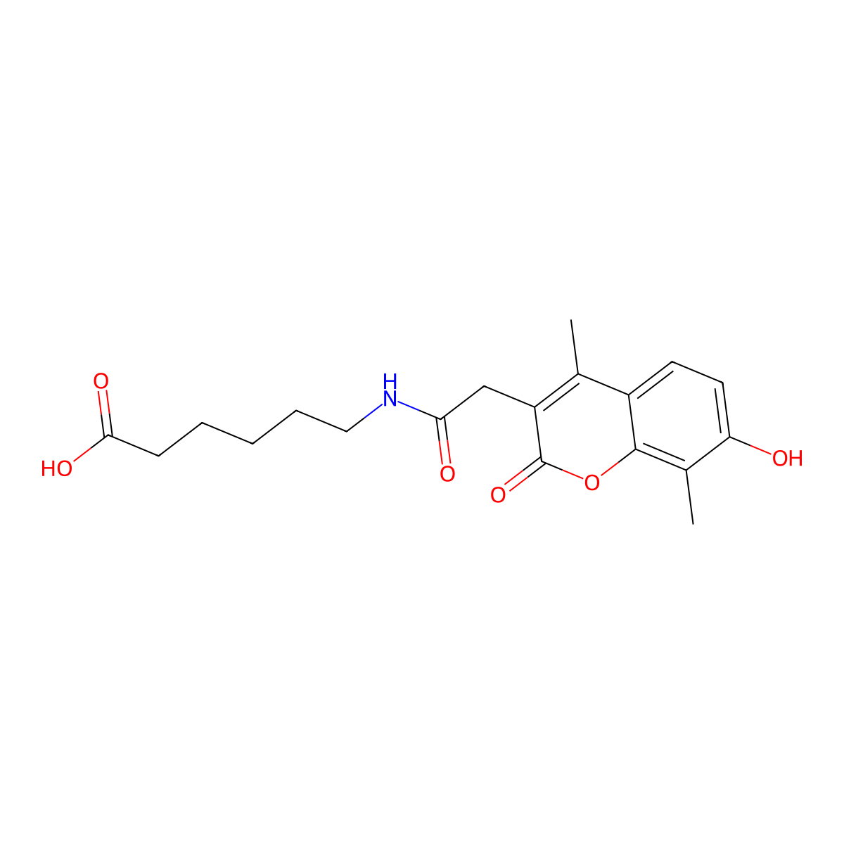 6-{[(7-hydroxy-4,8-dimethyl-2-oxo-2H-chromen-3-yl)acetyl]amino}hexanoic acid molecular structure, CAS 858763-36-7