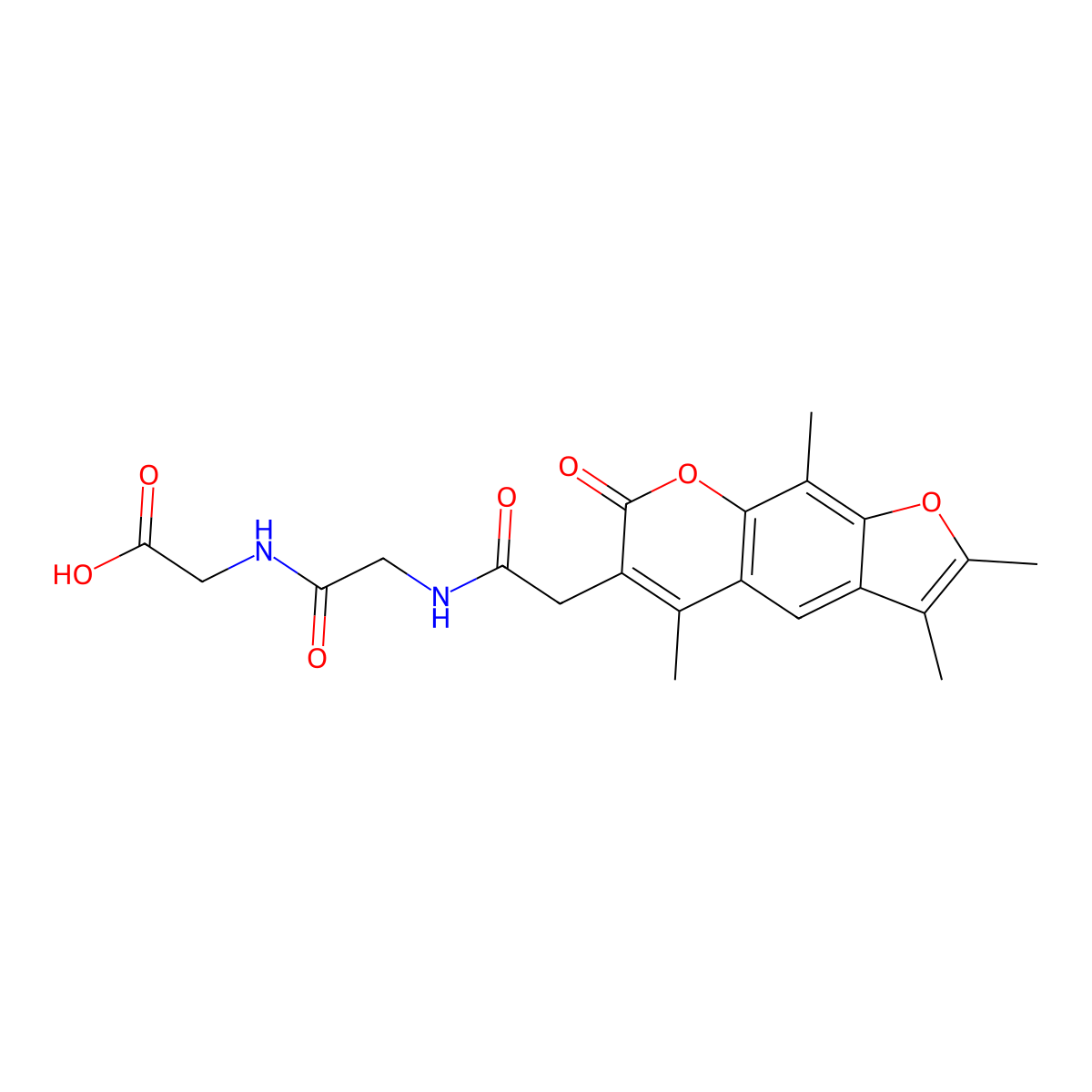 N-[(2,3,5,9-tetramethyl-7-oxo-7H-furo[3,2-g]chromen-6-yl)acetyl]glycylglycine molecular structure, CAS 858763-57-2