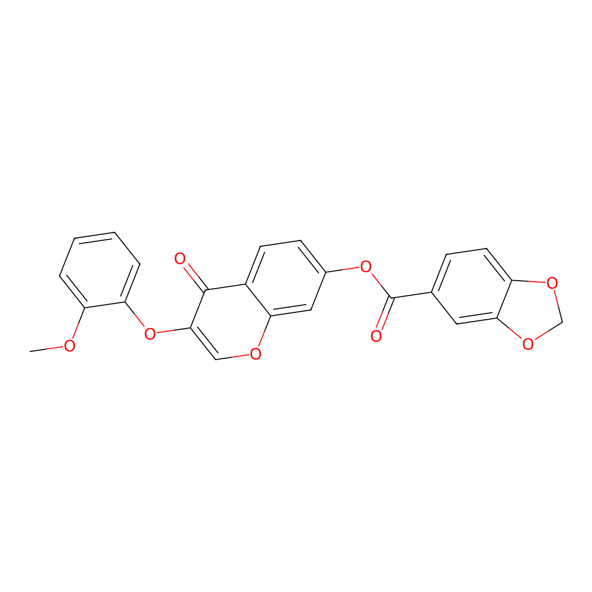 3-(2-methoxyphenoxy)-4-oxo-4H-chromen-7-yl 1,3-benzodioxole-5-carboxylate molecular structure, CAS 858763-61-8