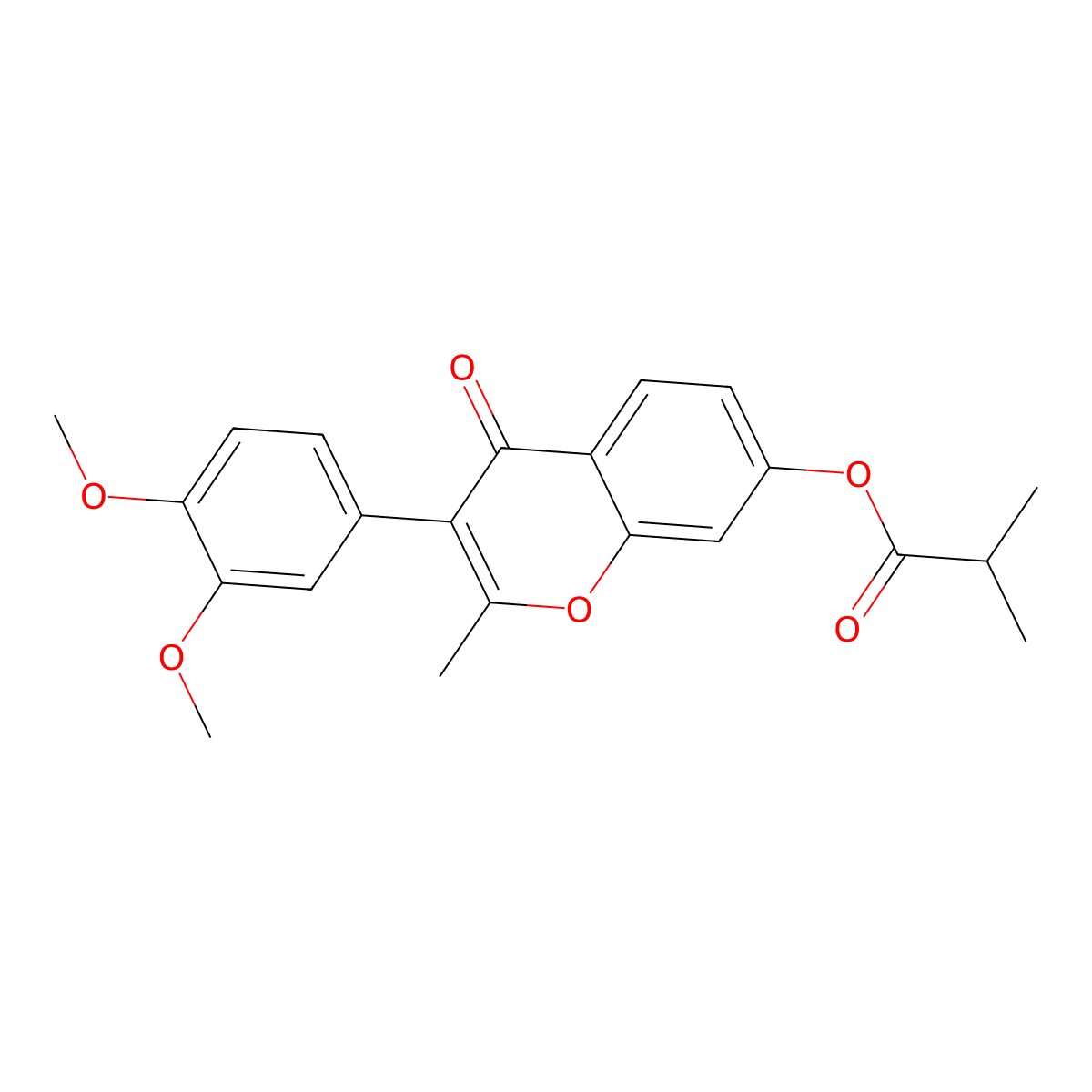 3-(3,4-dimethoxyphenyl)-2-methyl-4-oxo-4H-chromen-7-yl 2-methylpropanoate molecular structure, CAS 858763-62-9