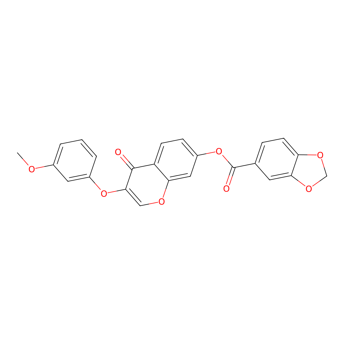 3-(3-methoxyphenoxy)-4-oxo-4H-chromen-7-yl 1,3-benzodioxole-5-carboxylate molecular structure, CAS 858763-65-2