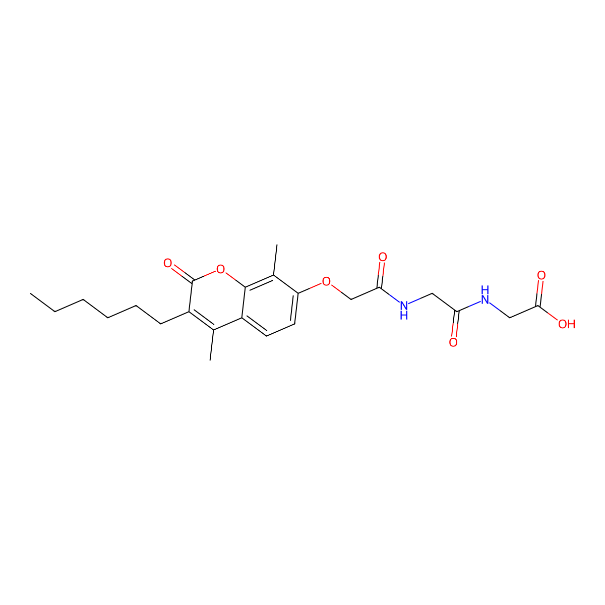 N-{[(3-hexyl-4,8-dimethyl-2-oxo-2H-chromen-7-yl)oxy]acetyl}glycylglycine molecular structure, CAS 858763-68-5