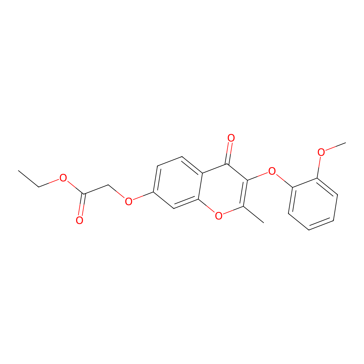 Ethyl 2-[3-(2-methoxyphenoxy)-2-methyl-4-oxochromen-7-yl]oxyacetate molecular structure, CAS 858763-71-0