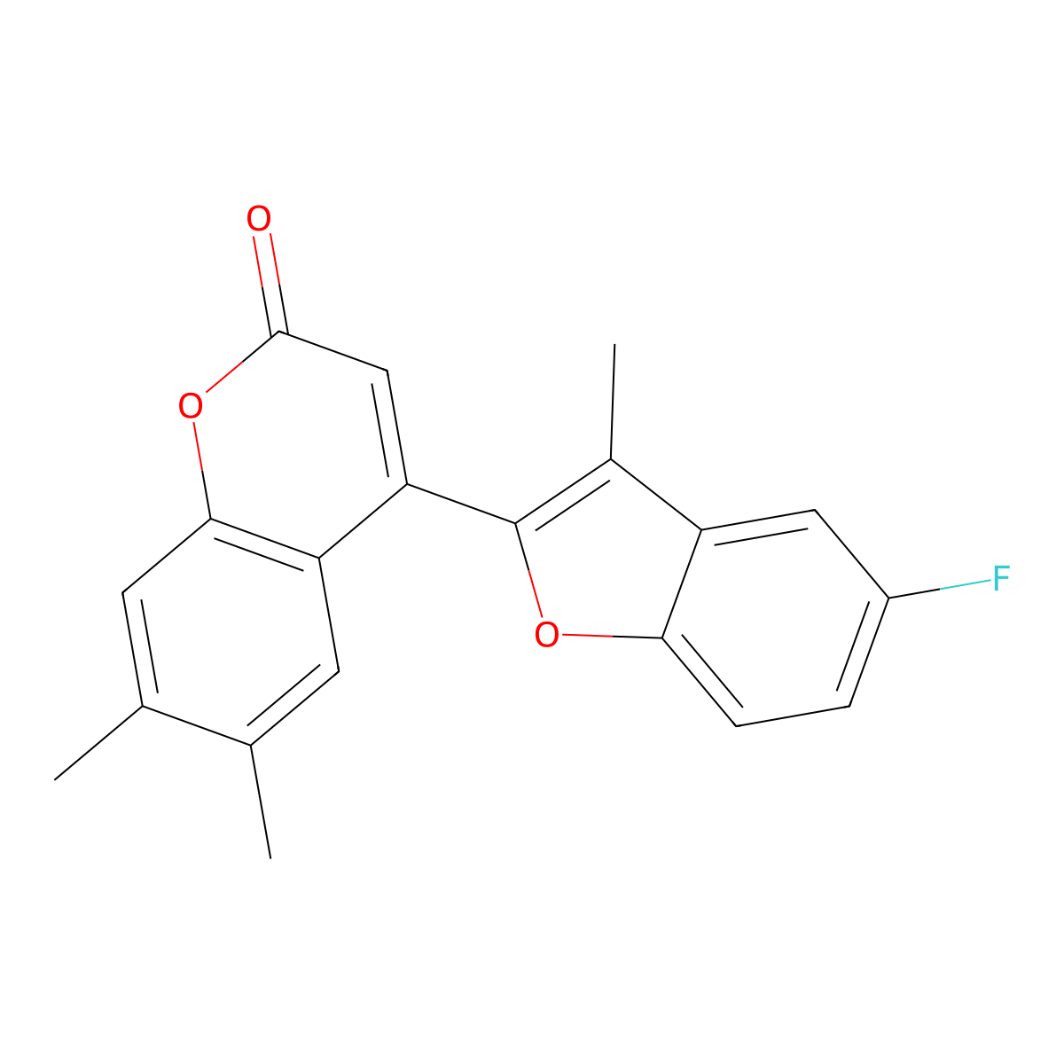 4-(5-fluoro-3-methylbenzofuran-2-yl)-6,7-dimethyl-2H-chromen-2-one molecular structure, CAS 858763-76-5