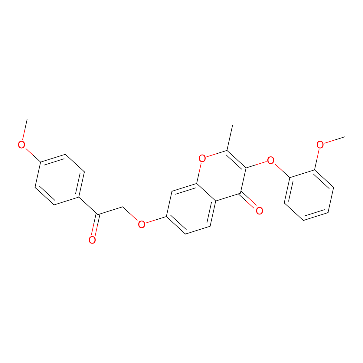 3-(2-methoxyphenoxy)-7-(2-(4-methoxyphenyl)-2-oxoethoxy)-2-methyl-4H-chromen-4-one molecular structure, CAS 858763-90-3