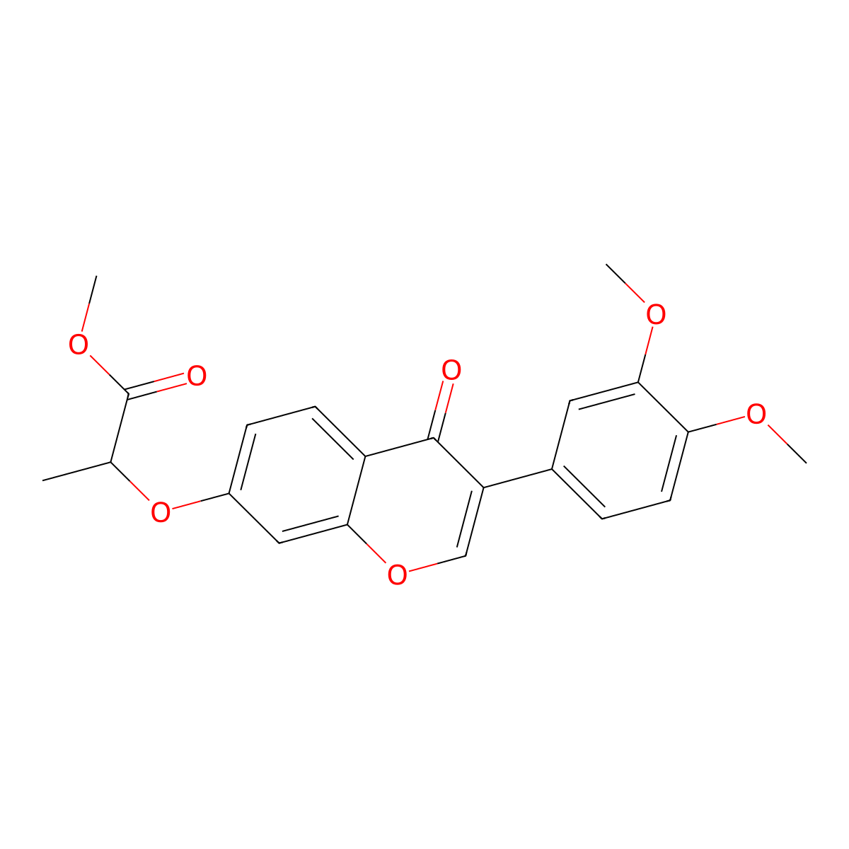 methyl 2-{[3-(3,4-dimethoxyphenyl)-4-oxo-4H-chromen-7-yl]oxy}propanoate molecular structure, CAS 858764-10-0