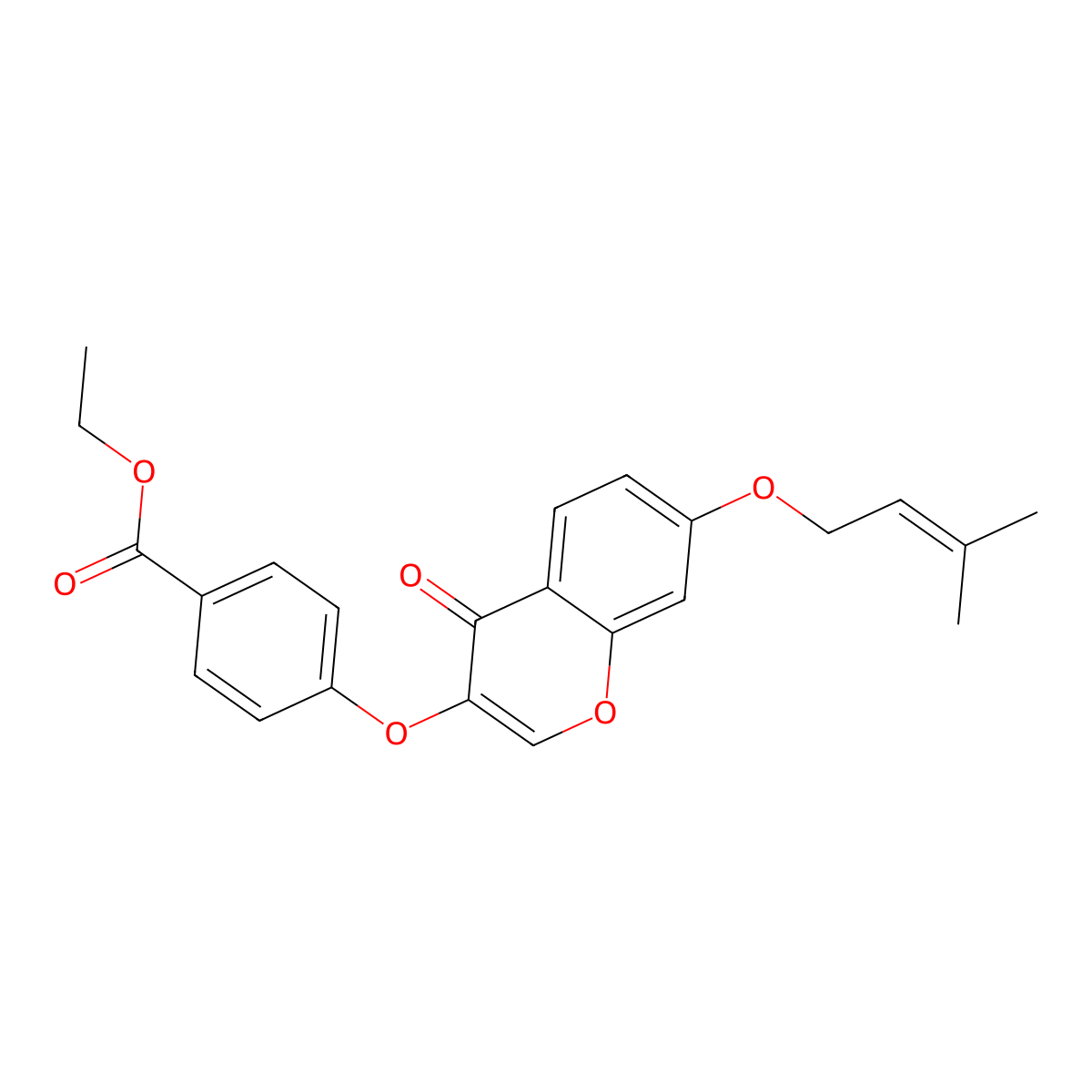 ethyl 4-({7-[(3-methylbut-2-en-1-yl)oxy]-4-oxo-4H-chromen-3-yl}oxy)benzoate molecular structure, CAS 858764-20-2