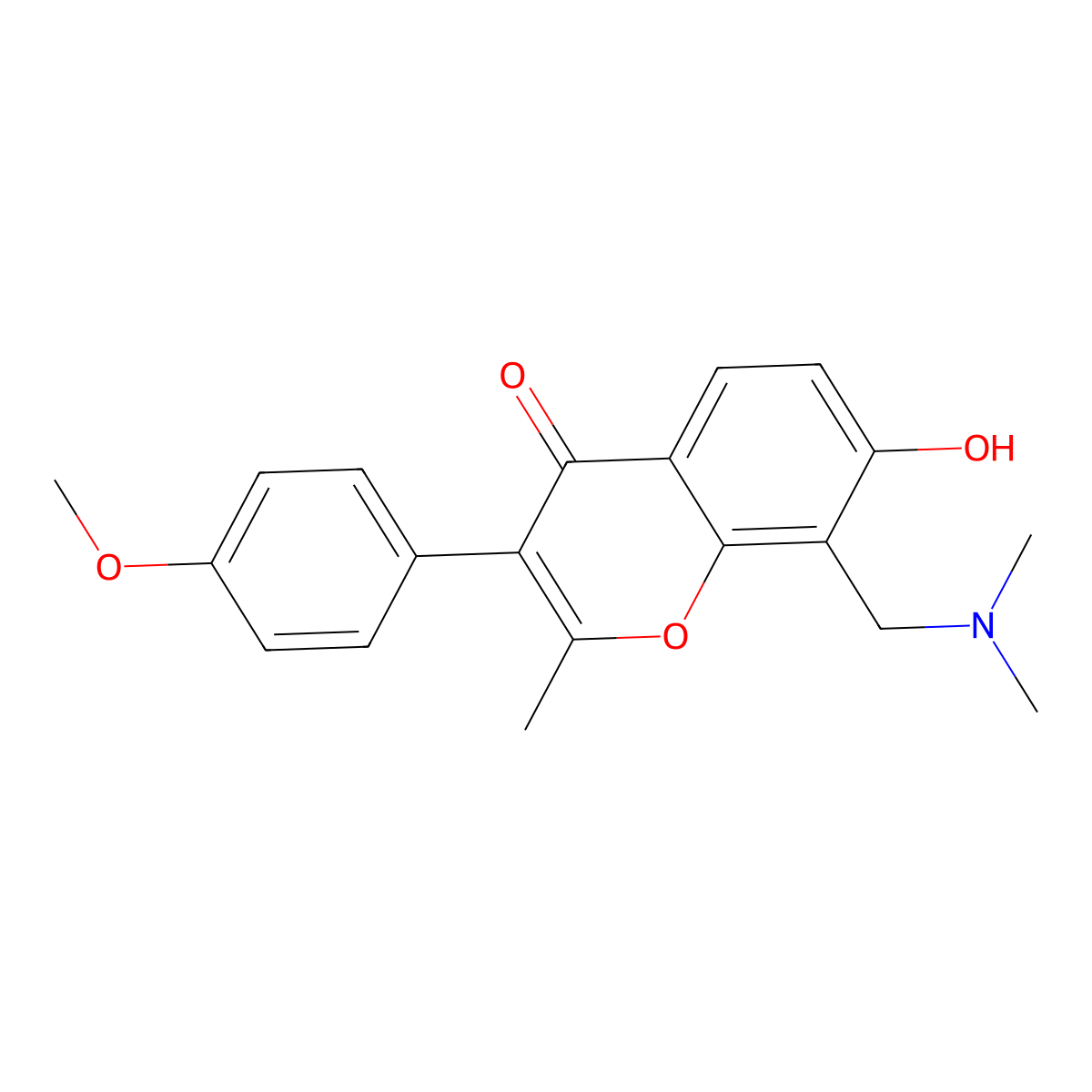 8-((dimethylamino)methyl)-7-hydroxy-3-(4-methoxyphenyl)-2-methyl-4H-chromen-4-one molecular structure, CAS 858764-22-4