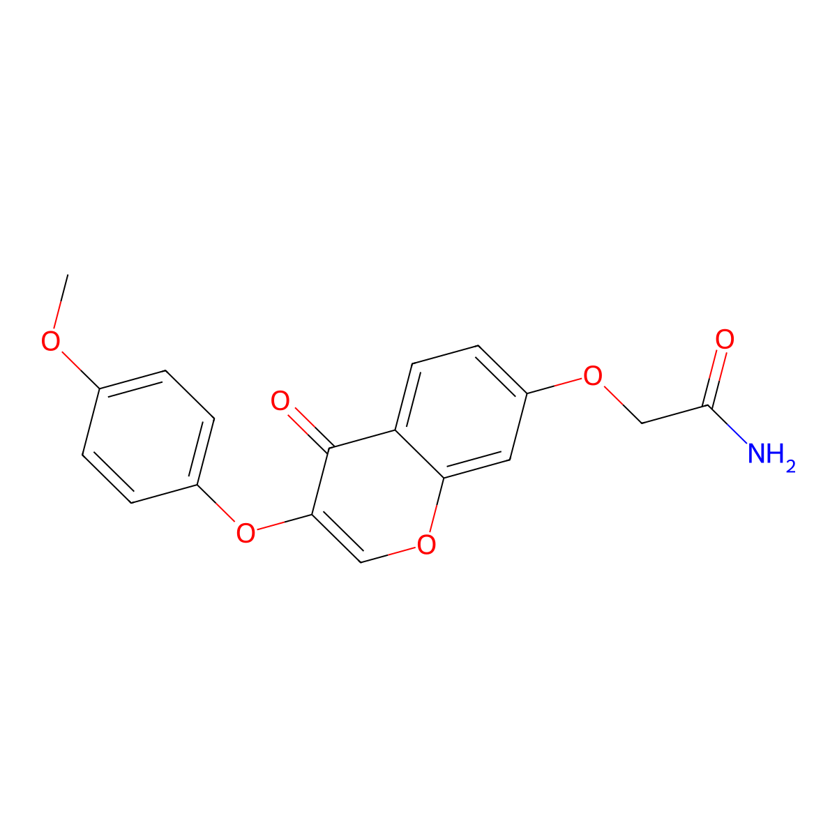 2-((3-(4-methoxyphenoxy)-4-oxo-4H-chromen-7-yl)oxy)acetamide molecular structure, CAS 858764-31-5