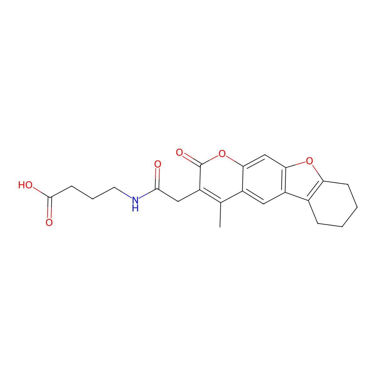 4-{[(4-methyl-2-oxo-6,7,8,9-tetrahydro-2H-[1]benzofuro[3,2-g]chromen-3-yl)acetyl]amino}butanoic acid molecular structure, CAS 858764-58-6