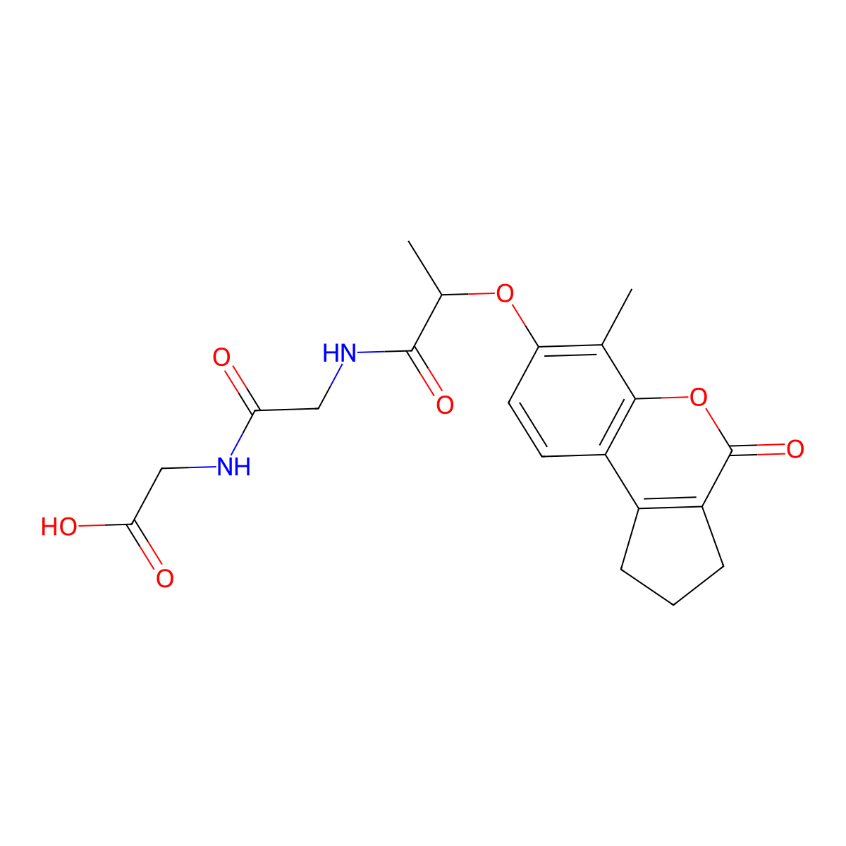 N-{2-[(6-methyl-4-oxo-1,2,3,4-tetrahydrocyclopenta[c]chromen-7-yl)oxy]propanoyl}glycylglycine molecular structure, CAS 858764-67-7