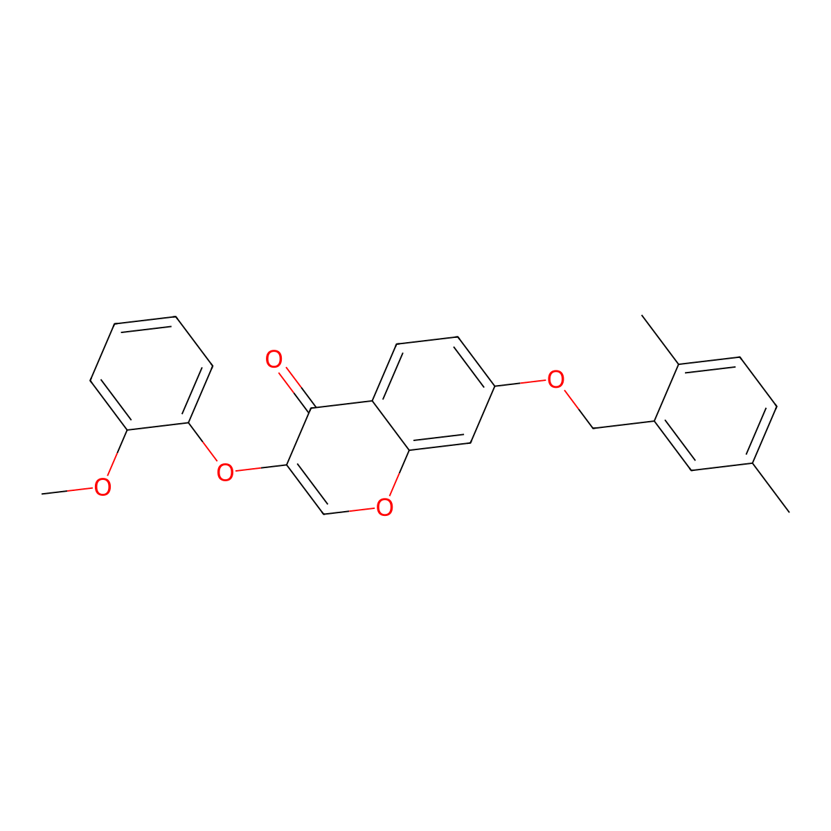 7-[(2,5-Dimethylphenyl)methoxy]-3-(2-methoxyphenoxy)chromen-4-one molecular structure, CAS 858764-77-9