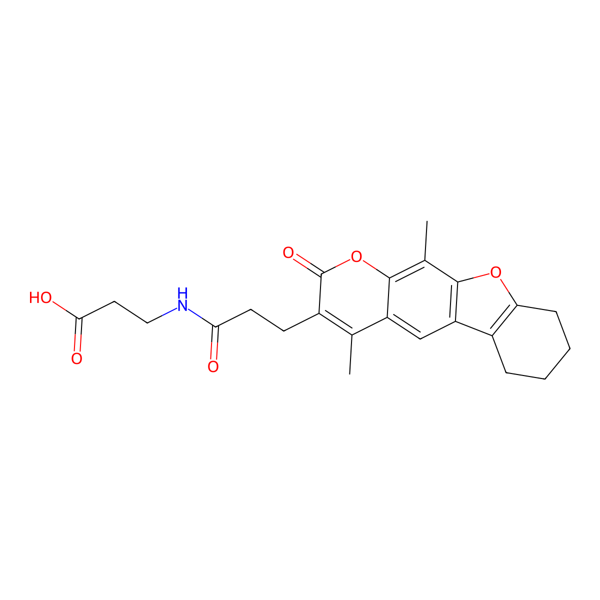 3-[3-(4,11-Dimethyl-2-oxo-6,7,8,9-tetrahydro-[1]benzofuro[3,2-g]chromen-3-yl)propanoylamino]propanoic acid molecular structure, CAS 858764-79-1