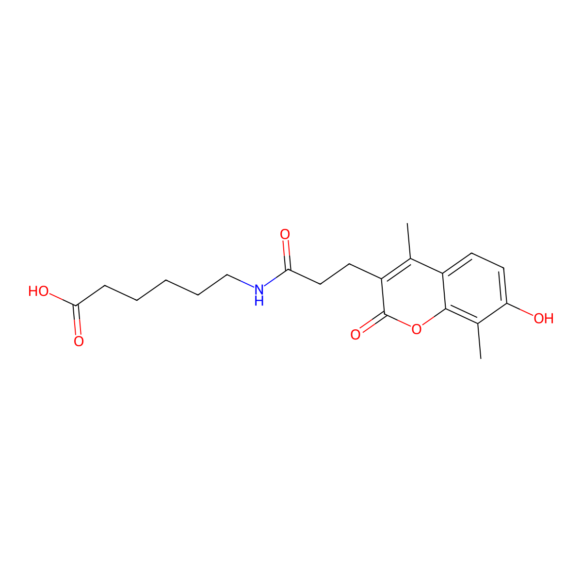 6-{[3-(7-hydroxy-4,8-dimethyl-2-oxo-2H-chromen-3-yl)propanoyl]amino}hexanoic acid molecular structure, CAS 858764-91-7