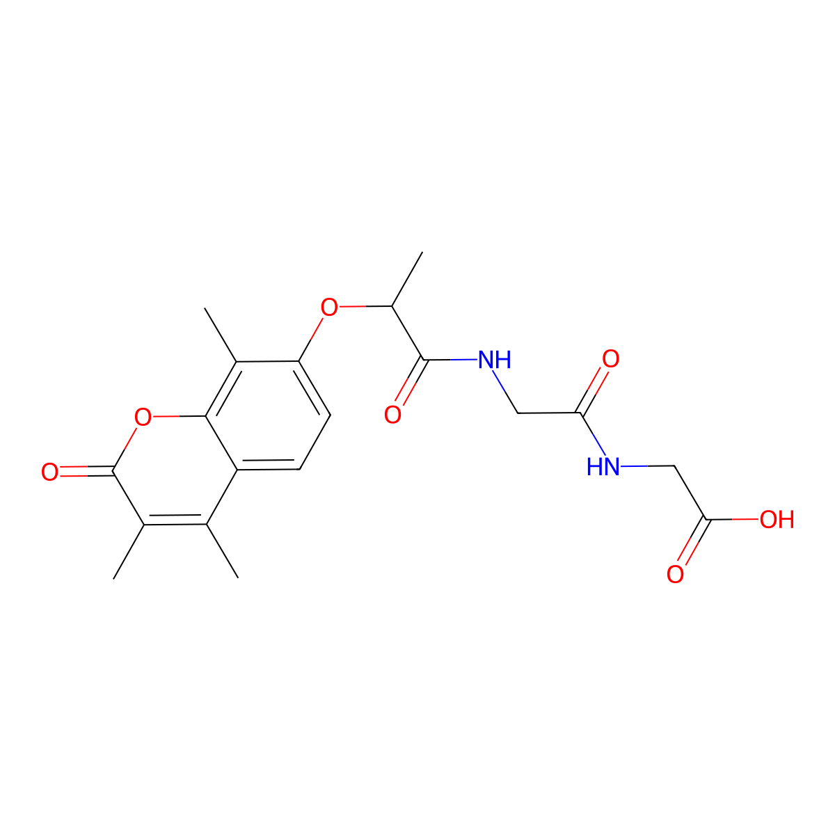 N-{2-[(3,4,8-trimethyl-2-oxo-2H-chromen-7-yl)oxy]propanoyl}glycylglycine molecular structure, CAS 858765-18-1