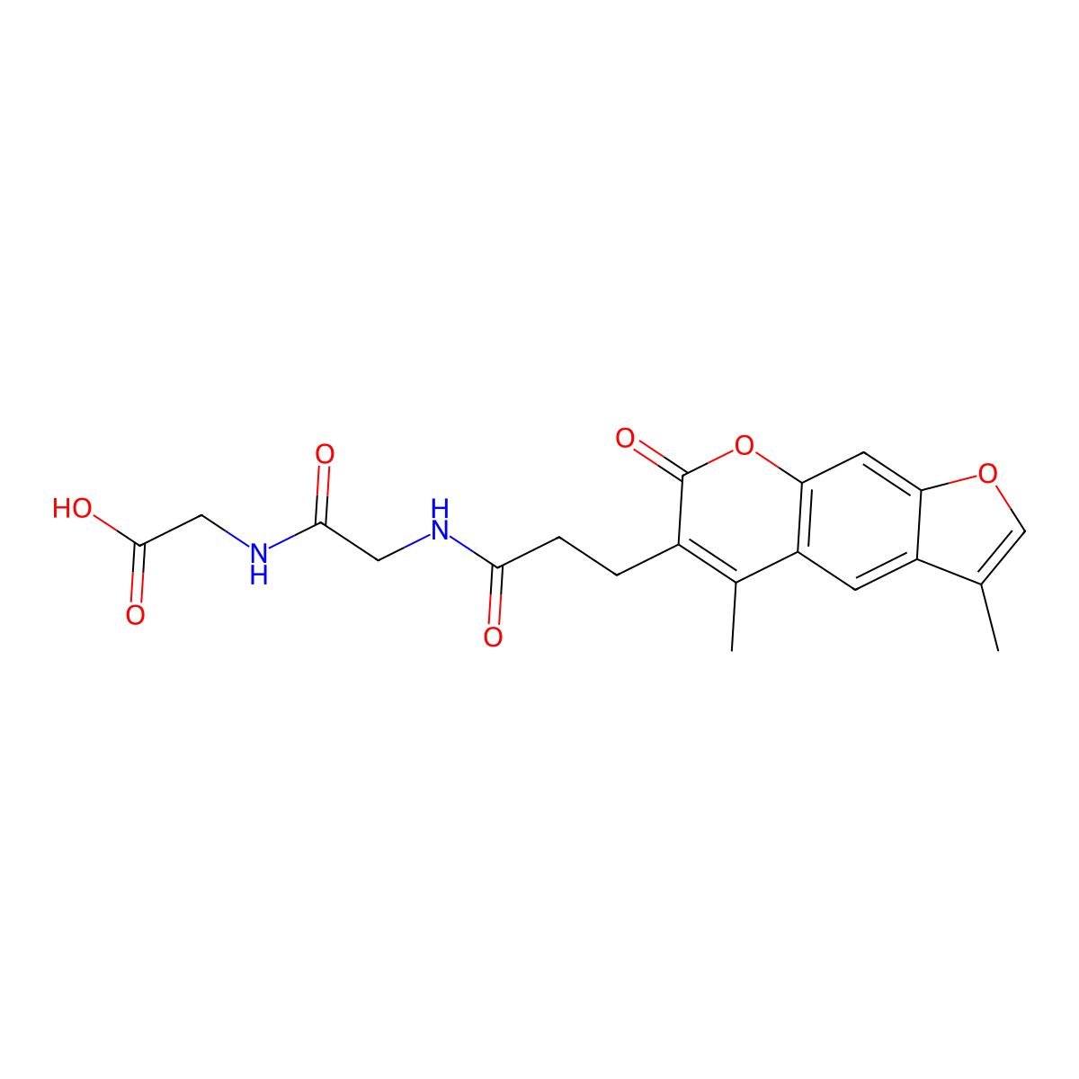 N-[3-(3,5-dimethyl-7-oxo-7H-furo[3,2-g]chromen-6-yl)propanoyl]glycylglycine molecular structure, CAS 858765-52-3