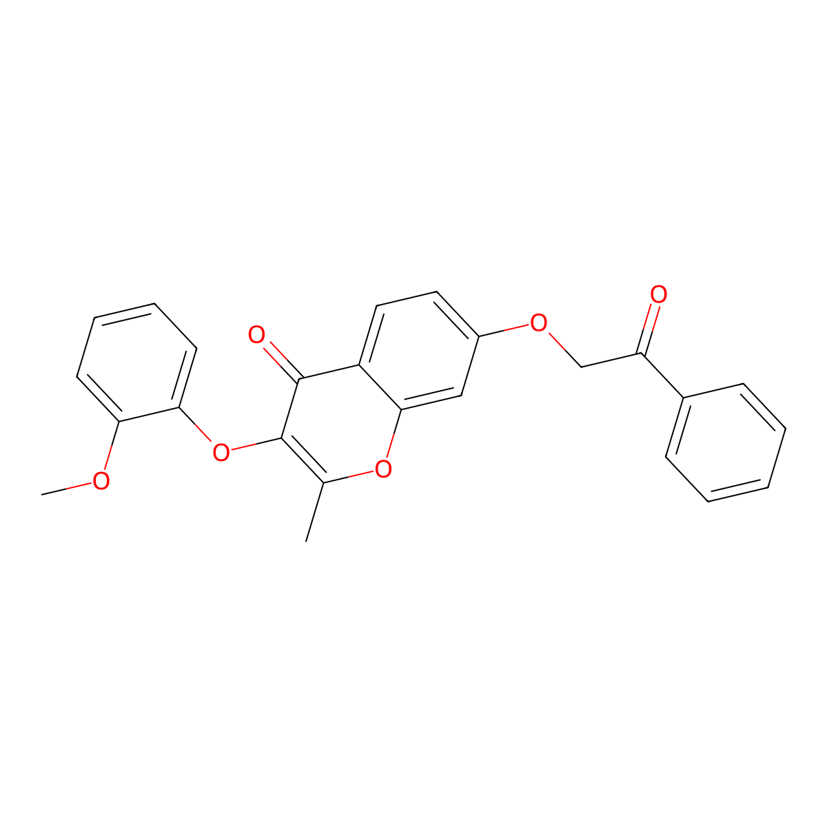 3-(2-methoxyphenoxy)-2-methyl-7-(2-oxo-2-phenylethoxy)-4H-chromen-4-one molecular structure, CAS 858765-65-8