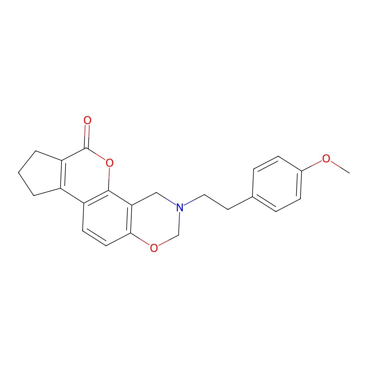 3-(4-methoxyphenethyl)-3,4,8,9-tetrahydro-2H-cyclopenta[3,4]chromeno[8,7-e][1,3]oxazin-6(7H)-one molecular structure, CAS 858765-80-7
