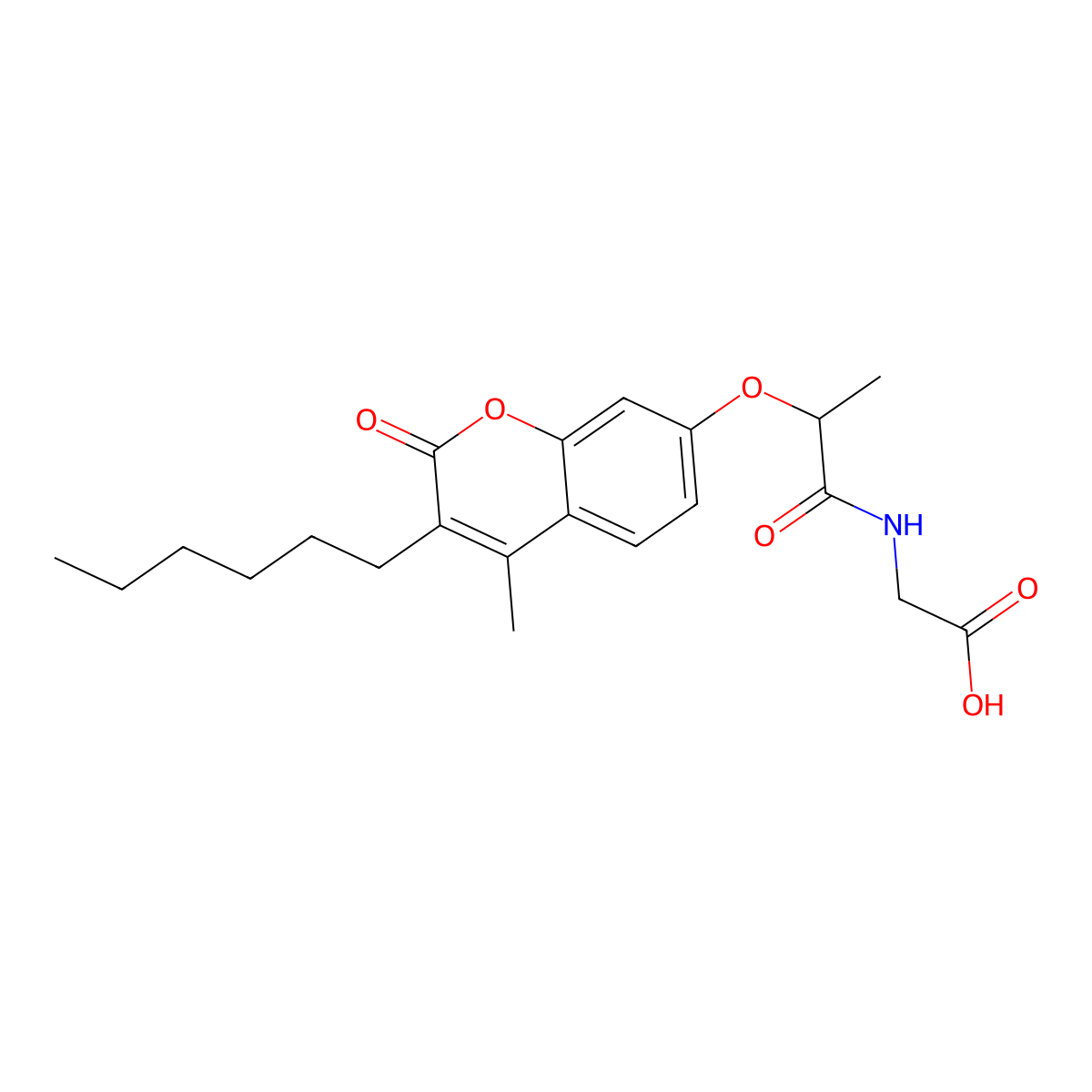 N-{2-[(3-hexyl-4-methyl-2-oxo-2H-chromen-7-yl)oxy]propanoyl}glycine molecular structure, CAS 858765-84-1