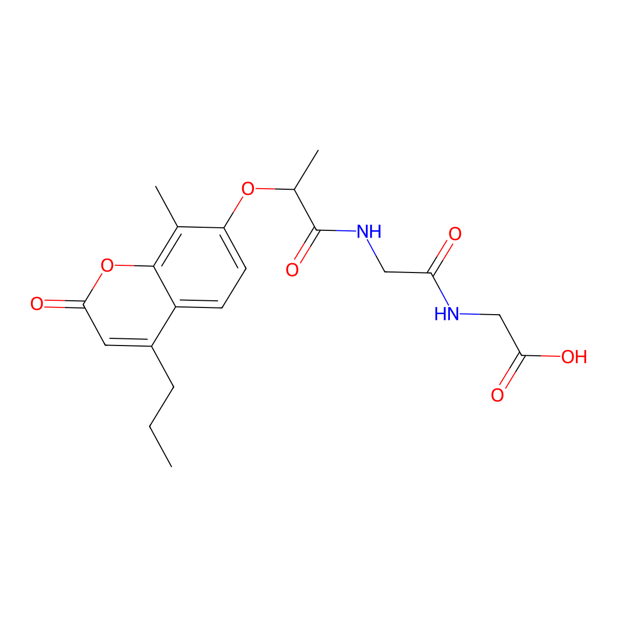 N-{2-[(8-methyl-2-oxo-4-propyl-2H-chromen-7-yl)oxy]propanoyl}glycylglycine molecular structure, CAS 858765-90-9
