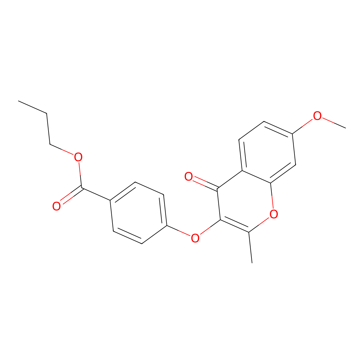 propyl 4-[(7-methoxy-2-methyl-4-oxo-4H-chromen-3-yl)oxy]benzoate molecular structure, CAS 858766-10-6