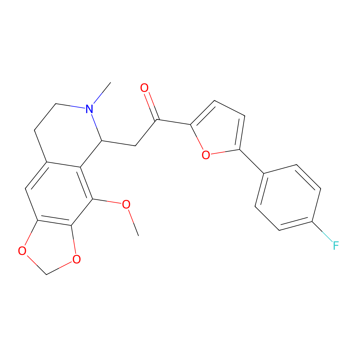 1-(5-(4-Fluorophenyl)furan-2-yl)-2-(4-methoxy-6-methyl-5,6,7,8-tetrahydro-[1,3]dioxolo[4,5-g]isoquinolin-5-yl)ethanone molecular structure, CAS 858766-19-5