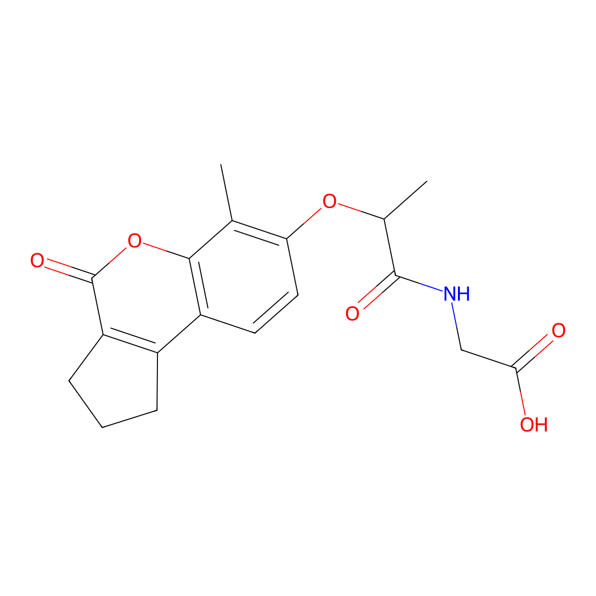 N-{2-[(6-methyl-4-oxo-1,2,3,4-tetrahydrocyclopenta[c]chromen-7-yl)oxy]propanoyl}glycine molecular structure, CAS 858766-36-6