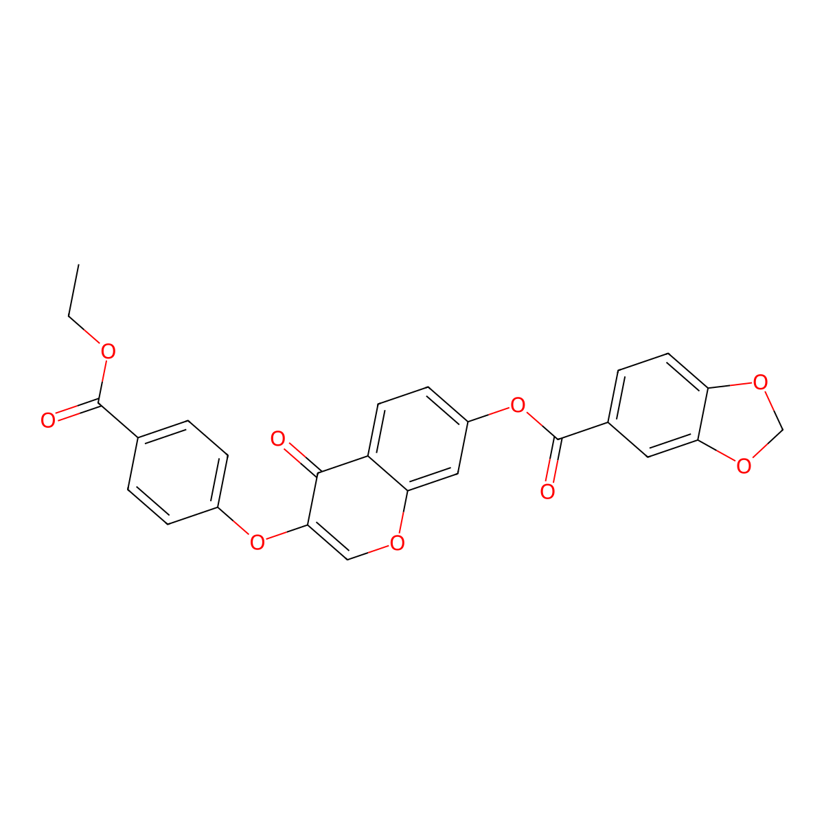 3-(4-(ethoxycarbonyl)phenoxy)-4-oxo-4H-chromen-7-yl benzo[d][1,3]dioxole-5-carboxylate molecular structure, CAS 858766-55-9