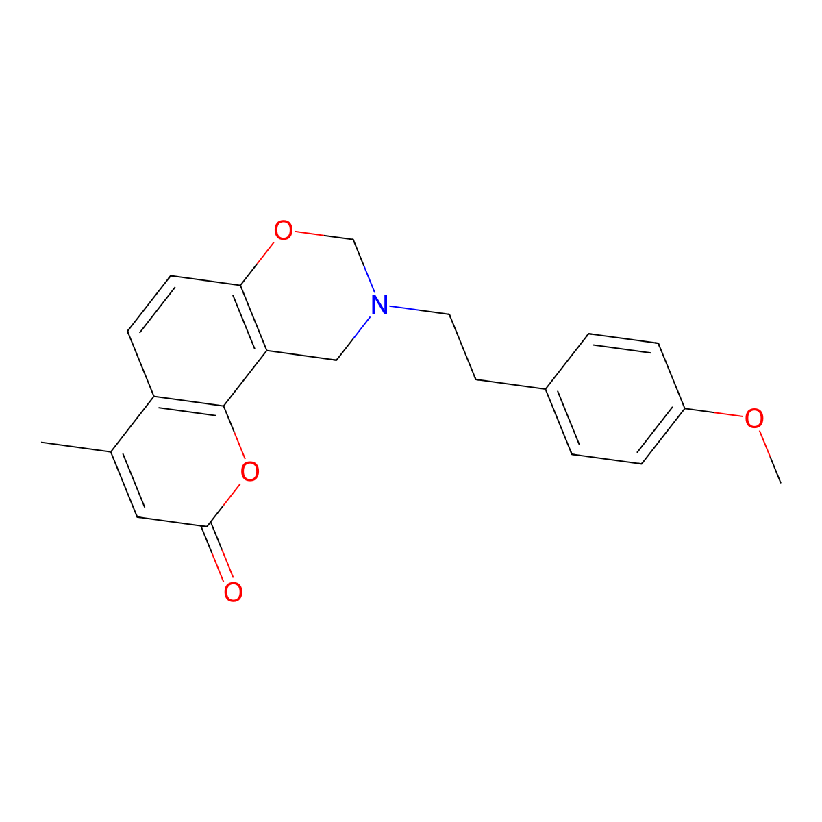 9-(4-methoxyphenethyl)-4-methyl-9,10-dihydro-2H,8H-chromeno[8,7-e][1,3]oxazin-2-one molecular structure, CAS 858766-70-8