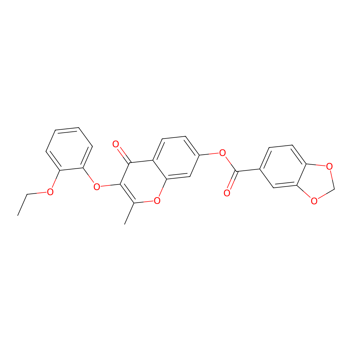 3-(2-ethoxyphenoxy)-2-methyl-4-oxo-4H-chromen-7-yl 1,3-benzodioxole-5-carboxylate molecular structure, CAS 858766-99-1