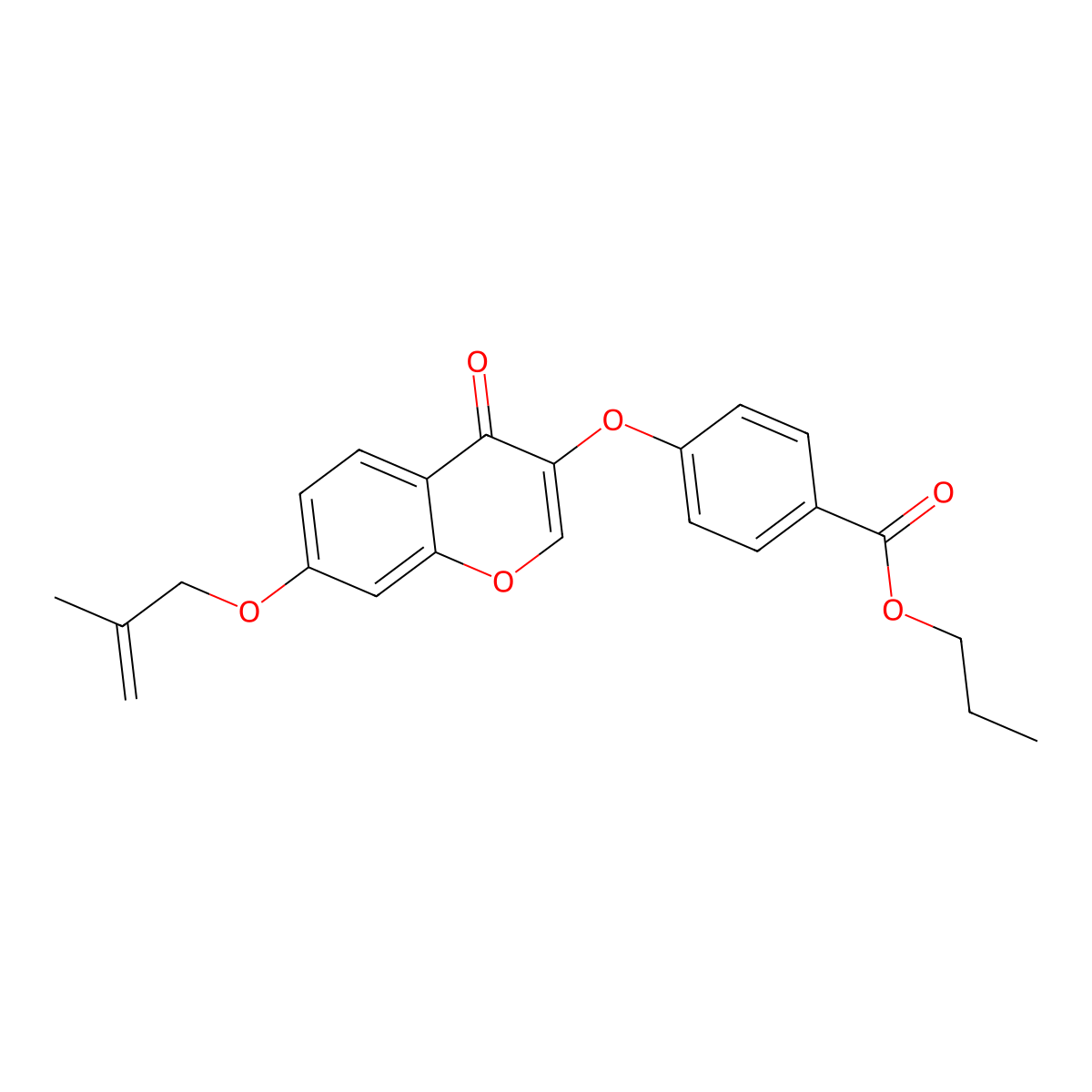 propyl 4-({7-[(2-methylprop-2-en-1-yl)oxy]-4-oxo-4H-chromen-3-yl}oxy)benzoate molecular structure, CAS 858767-29-0