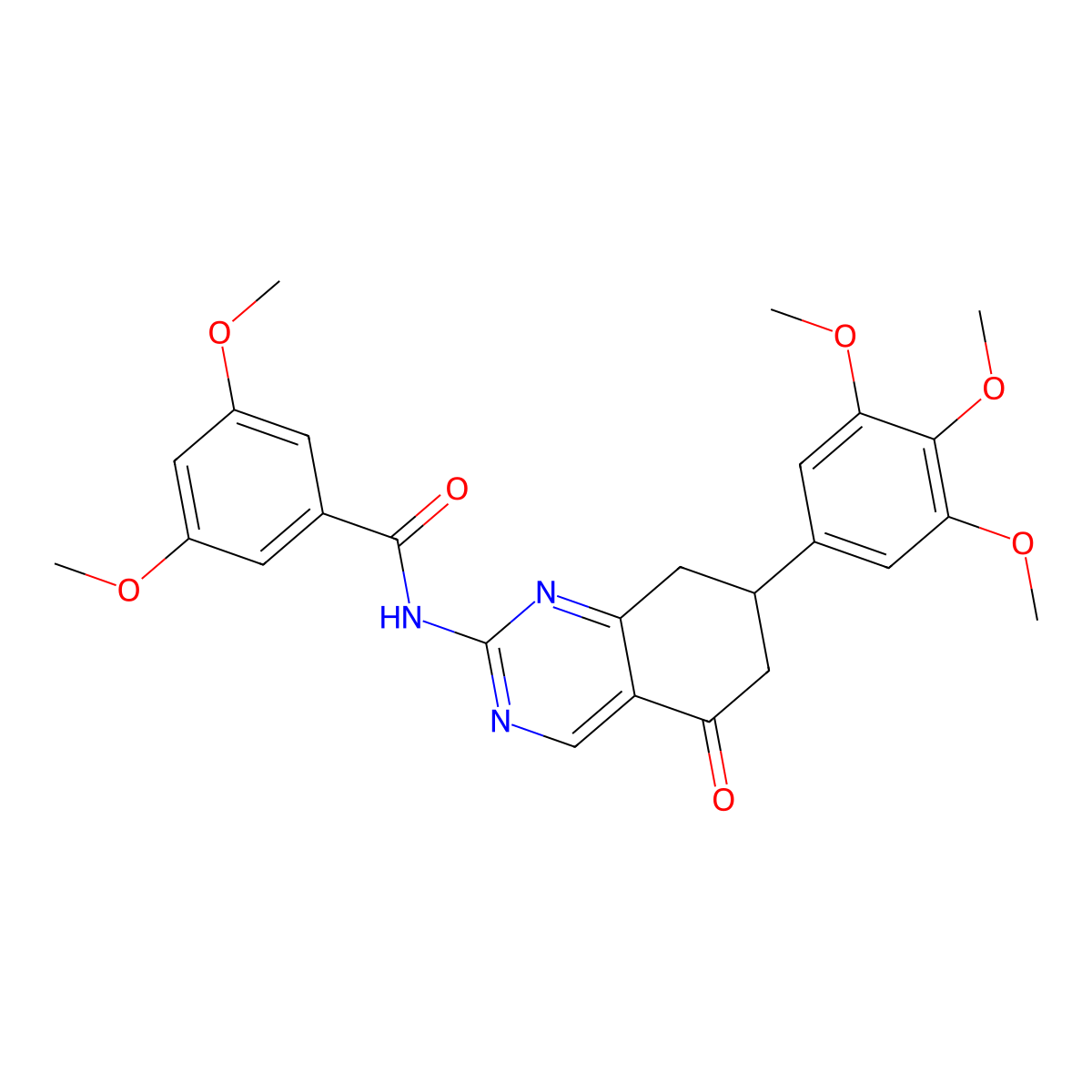 3,5-dimethoxy-N-[5-oxo-7-(3,4,5-trimethoxyphenyl)-5,6,7,8-tetrahydroquinazolin-2-yl]benzamide molecular structure, CAS 858767-47-2