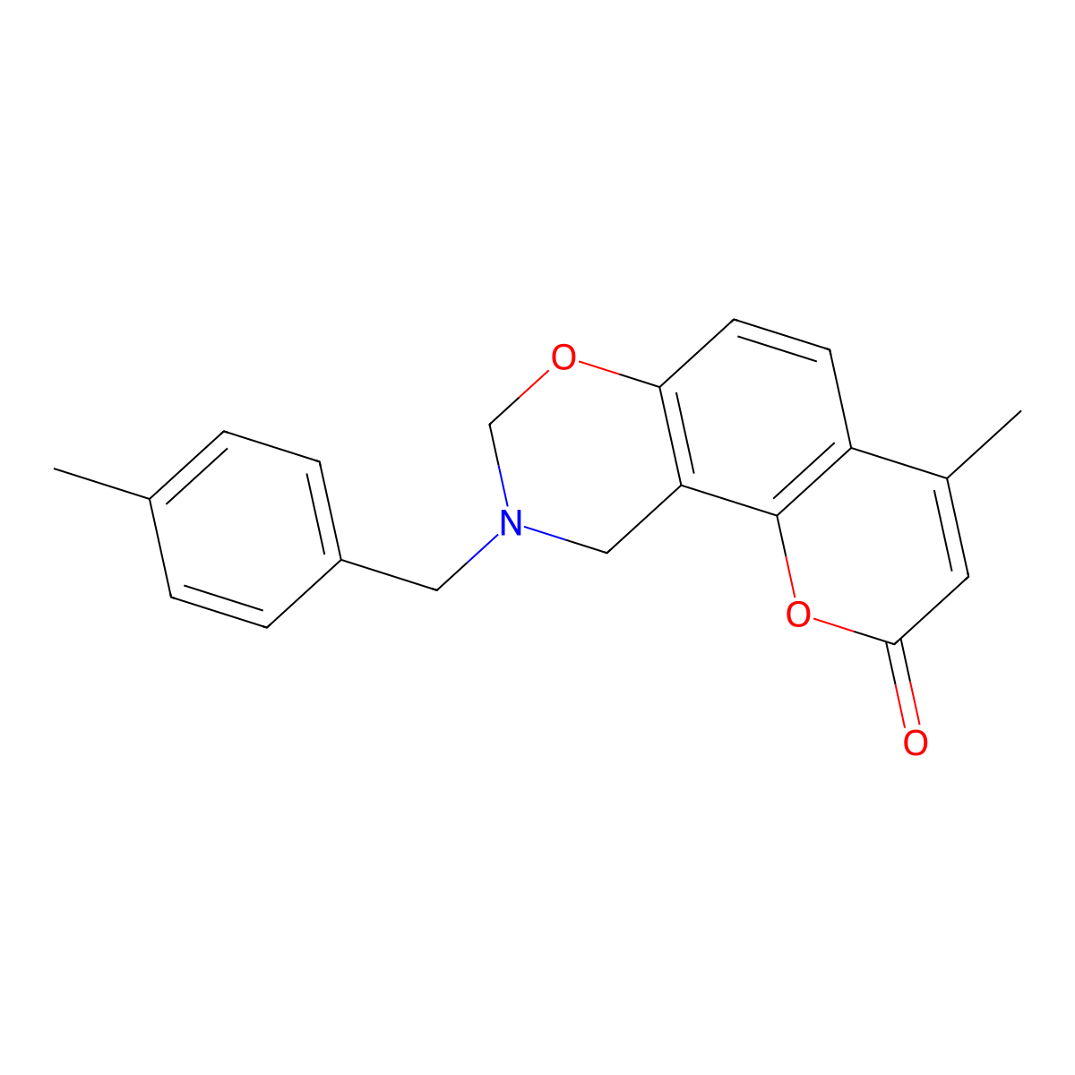 4-methyl-9-(4-methylbenzyl)-9,10-dihydro-2H,8H-chromeno[8,7-e][1,3]oxazin-2-one molecular structure, CAS 858767-52-9