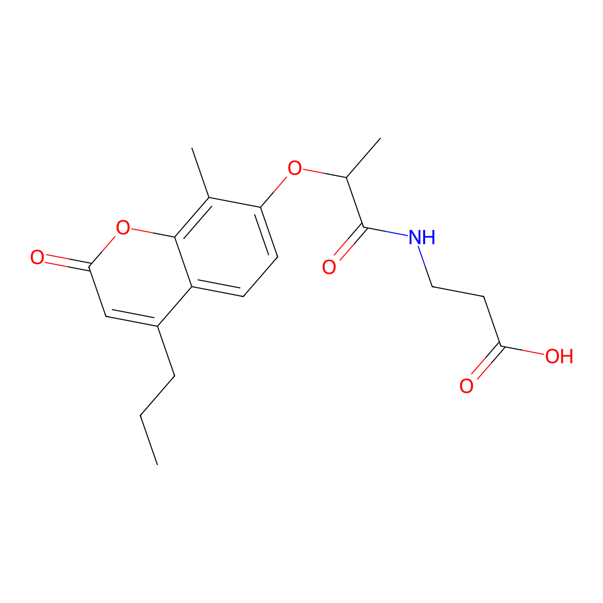 N-{2-[(8-methyl-2-oxo-4-propyl-2H-chromen-7-yl)oxy]propanoyl}-beta-alanine molecular structure, CAS 858767-61-0